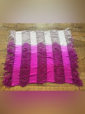 PilyQ Pink Ombre Fringe Tube Top Cover Up Lace Up Knit Boho XS / S